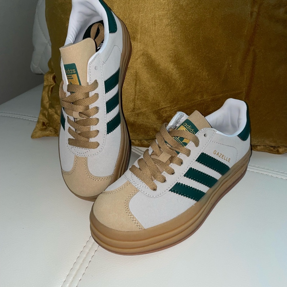 Adidas White and Green Retro Sneakers